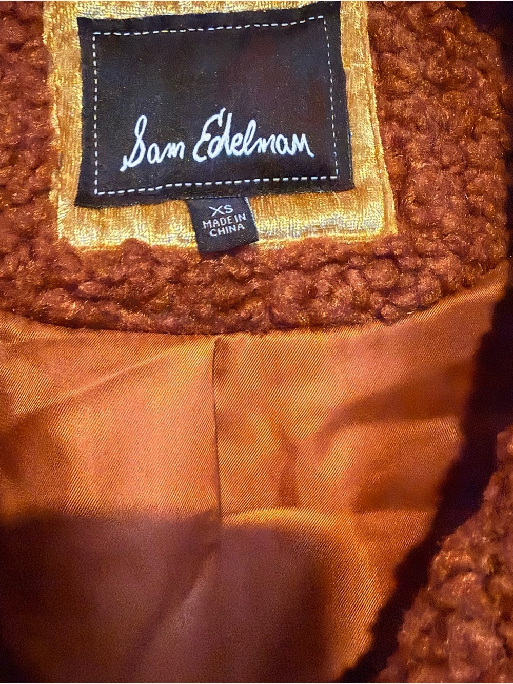 Sam Edelman Plush Teddy Jacket in Rust Brown - Picture 3 of 5